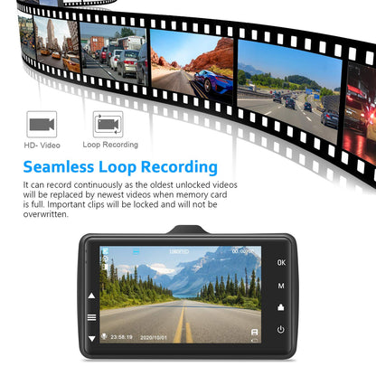 Boogiio Dash Cam Front With 32G Sd Card, 1080P Fhd Car Driving Recorder 3'' Ips Screen 170°Wide Angle Dashboard Camera Aluminum Alloy Case, Wdr G-Sensor Parking Monitor Loop Recording Motion Detection