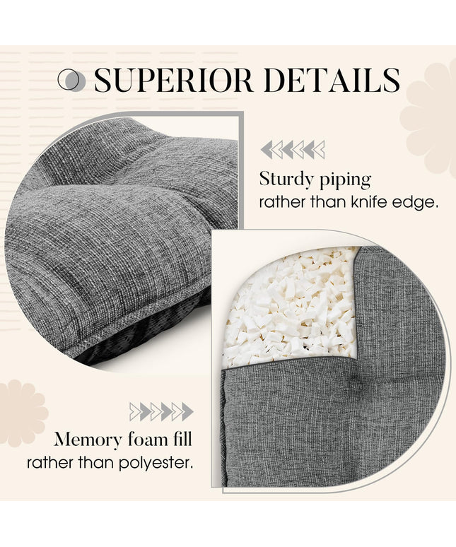 Basic Beyond Chair Cushions for Dining Chairs 4 Pack, Memory Foam Chair Cushion with Ties and Non Slip Backing 40 x 40 CM Tufted Chair Pads for Dining Chairs(Charcoal)
