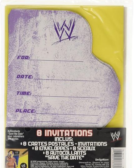 Amscan WWE 8-Invitations and Envelopes