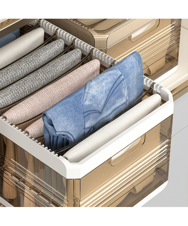 Foldable Closet Organizers, Clothing Compartment Storage Box Stackable Save Space Slide Rail Design Clear PP for Bedroom (with Lid 9 Grids)