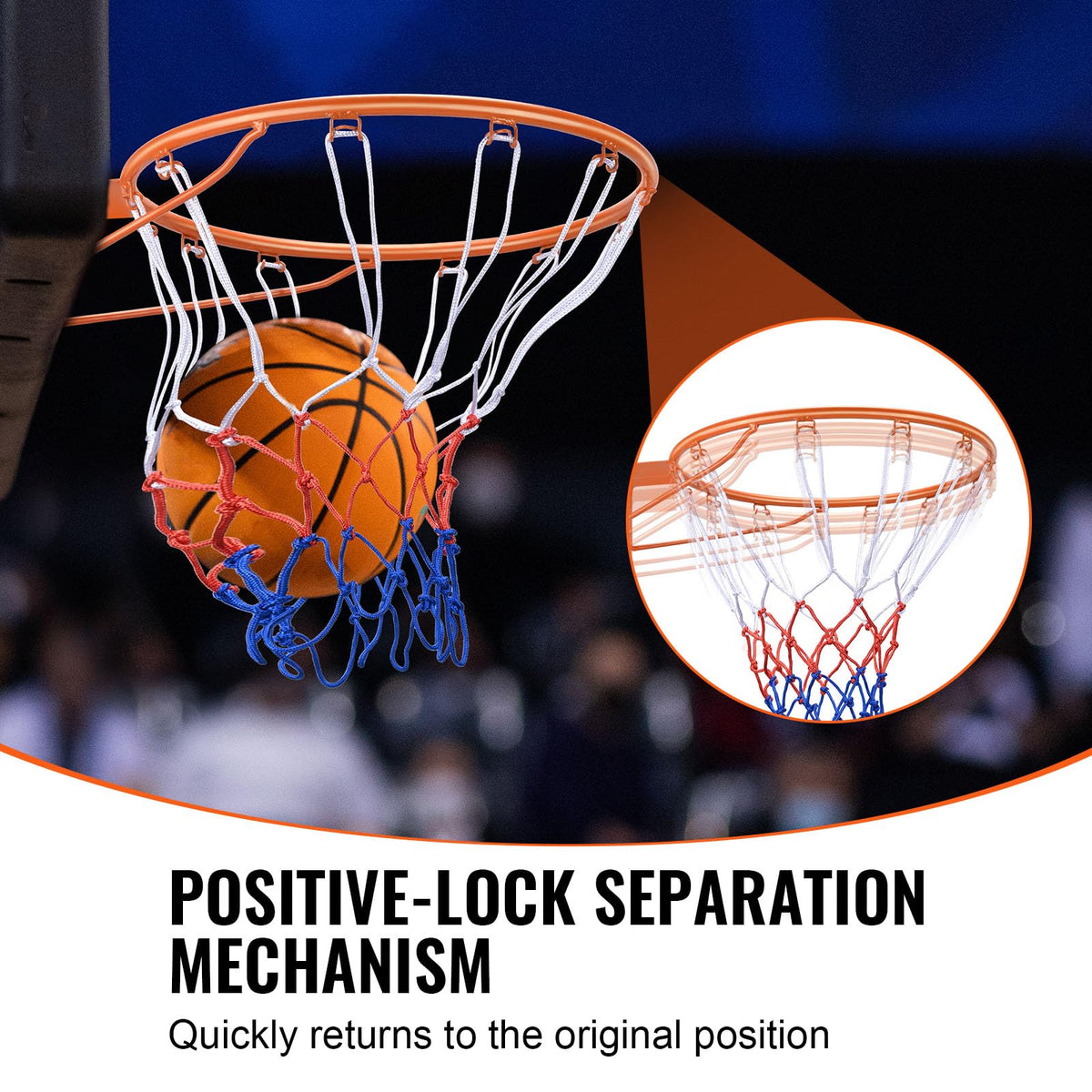 VEVOR rim positive-lock separation mechanism with basketball