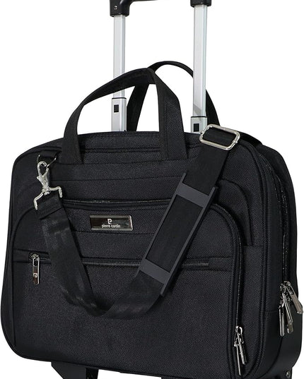 Pierre Cardin Rolling Laptop Bag Premium Wheeled Briefcase With ANTI THEFT TSA Lock Water-Resistant Pilot case, Roller Case Computer Bag UNISEX (PC85172-15TC (15.5 Inch - 2 Wheels)), black