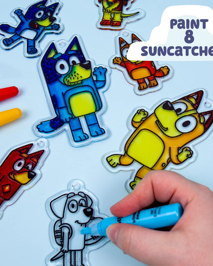 Bluey Window Art Suncatchers Kit for Kids to Paint, Great at-Home Craft Activity or Birthday Party Idea, Toys for Ages 3, 4, 5, 6