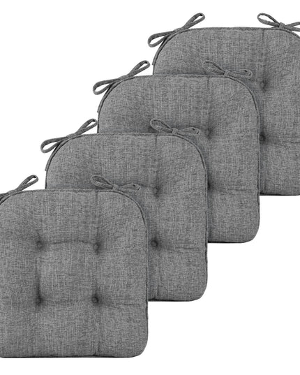 Basic Beyond Chair Cushions for Dining Chairs 4 Pack, Memory Foam Chair Cushion with Ties and Non Slip Backing 40 x 40 CM Tufted Chair Pads for Dining Chairs(Charcoal)