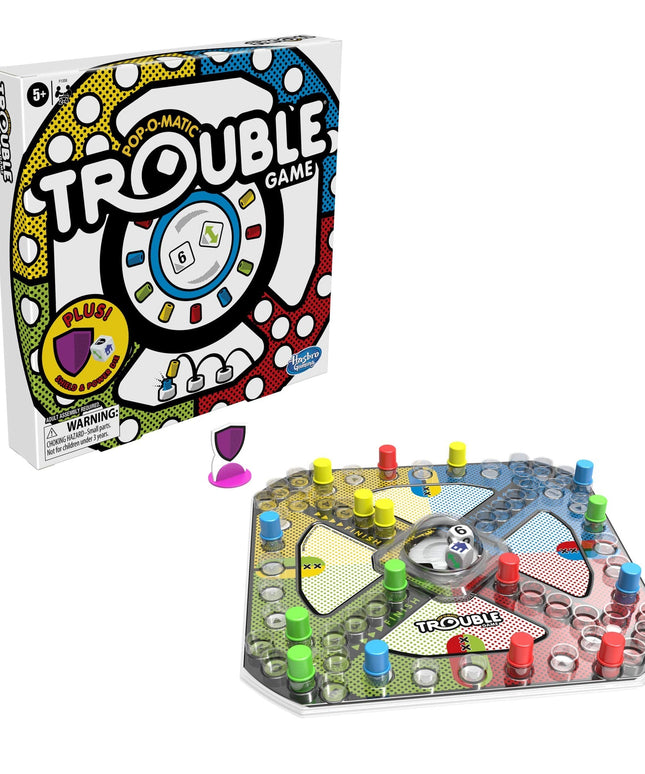 Hasbro Gaming Trouble Board Game, Includes Bonus Power Die and Shield, Family Game for 2-4 Players, Ages 5 and Up (Amazon Exclusive)