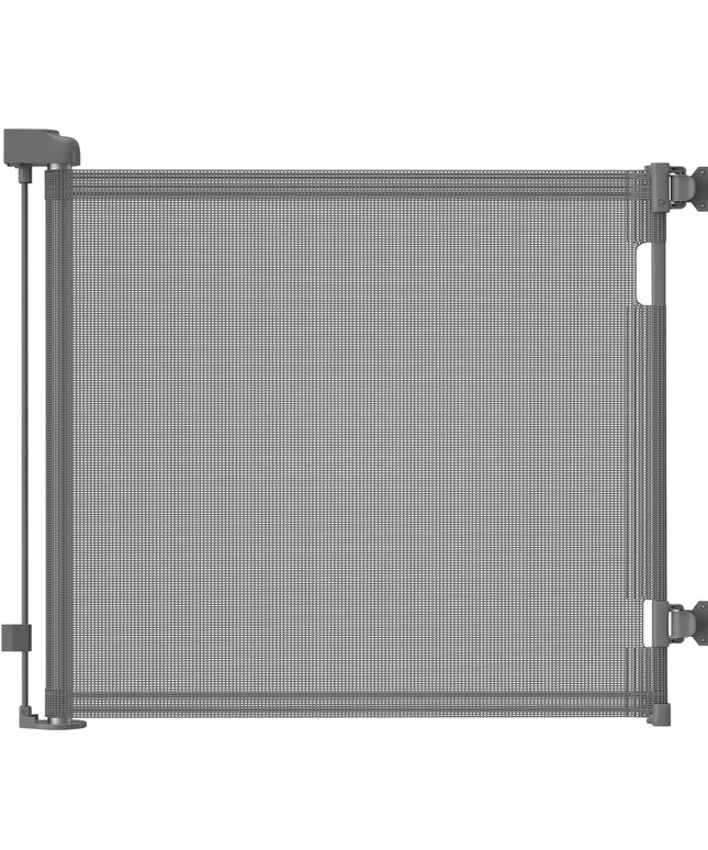 Dearlomum Retractable Baby Gate,Mesh Baby Gate or Mesh Dog Gate,84 cm Tall,Extends up to 140 cm Wide,Child Safety Gate for Doorways, Stairs, Hallways, Indoor/Outdoor（Grey)