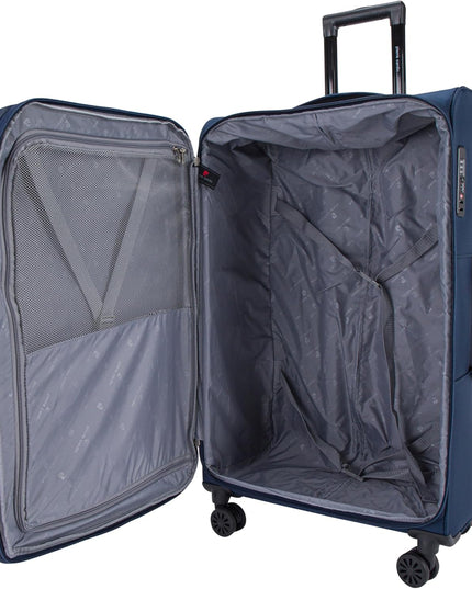 Pierre Cardin Lightweight Luggage Set of 3 for Travel, Softside Suitcase Set With TSA Approved Lock, Anti Theft Double Zipper And 8 Smooth Wheels (Navy)