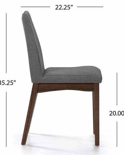 Christopher Knight Home Dimitri Fabric with Walnut Finish Dining Chairs, 2-Pcs Set, Dark Grey