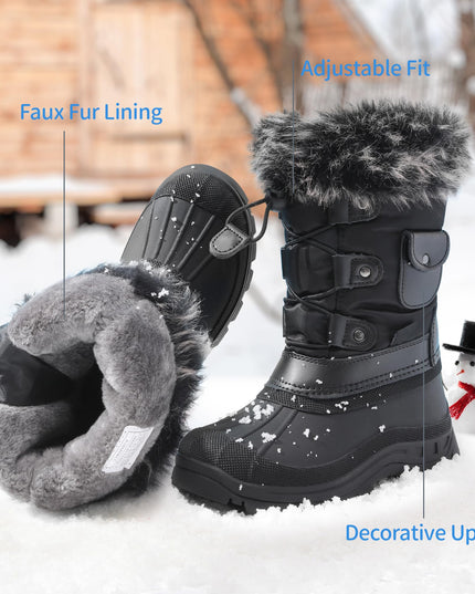 Size: 37.5 - DREAM PAIRS Boys Girls Snow Boots Waterproof Outdoor Warm Cozy Anti-Slip Mid Calf Faux Fur Lining Insulated Winter Shoes for Little/Big Kids,Size 5 Big Kid,Black,KSNOW