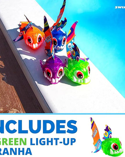 Swimline LED Light-Up Piranha Dive Toy – Glowing Underwater Game for Kids | Perfect for Pool & Bath Fun