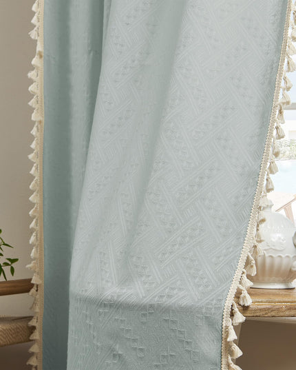 Joydeco Ice Blue Boho Curtains 275cm Curtains 264cm Inches Wide, Bohemian Farmhouse Curtains for Bedroom Living Room, Light Filtering Country Rustic Semi Sheer Curtains Rod Pocket