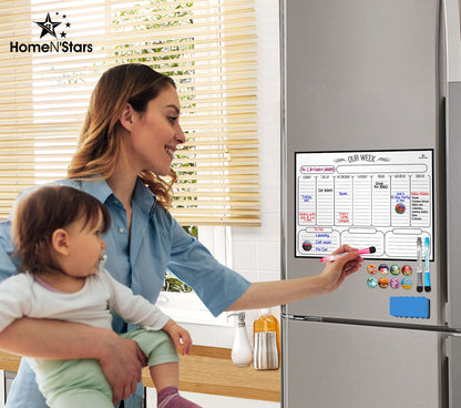 Home N'Stars Weekly White Board Dry Erase, Magnetic Weekly Planner For Fridge