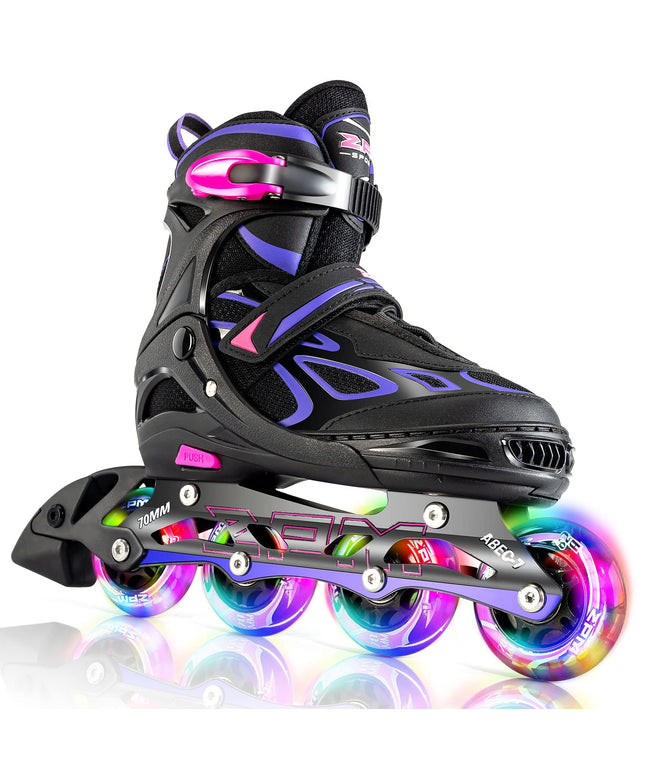 Size: 42-44.5 - 2PM SPORTS Vinal Inline Skates for Women with Light Up Wheels Beginner Skates Fun Illuminating Outdoor Roller Skates for Kids and Adults Men - Vinal Extra Large