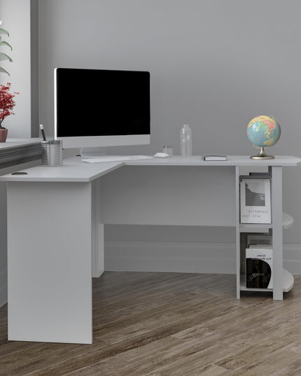 Ameriwood Home Dakota L-Desk with Bookshelves, Dove Gray