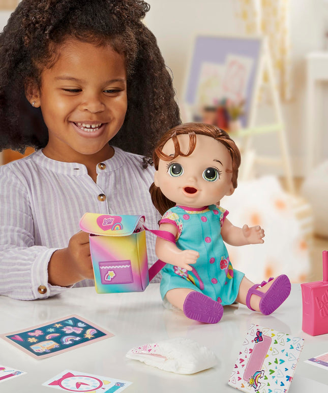Baby Alive Time for School Baby Doll Set, Back to School Toys for 3 Year Old Girls & Boys & Up, 12 Inch Baby Doll, Brown Hair