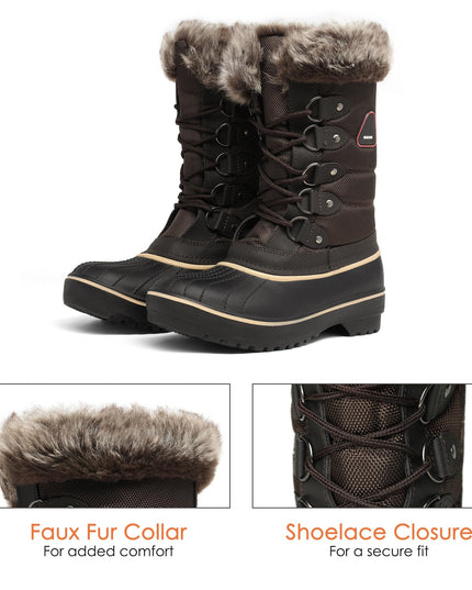 SIZE 38: DREAM PAIRS Women's Warm Faux Fur Lined Mid-Calf Winter Snow Boots