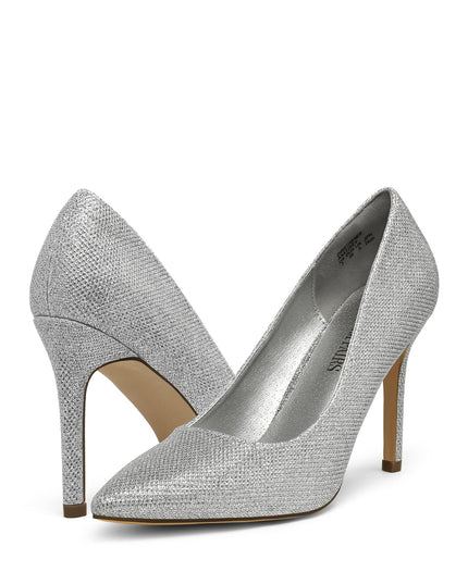 SIZE 41: DREAM PAIRS Women's Closed Toe High Heels Dress Pointed Toe Wedding Pump Shoes,Size 10,Silver/Glitter,Christian-New