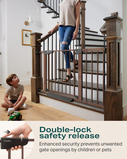Cumbor 75-103 cm Baby Gate for Stairs, Mom's Choice Awards(Brown)