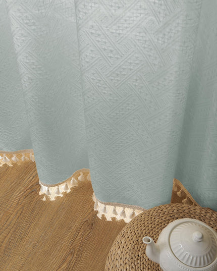 Joydeco Ice Blue Boho Curtains 275cm Curtains 264cm Inches Wide, Bohemian Farmhouse Curtains for Bedroom Living Room, Light Filtering Country Rustic Semi Sheer Curtains Rod Pocket