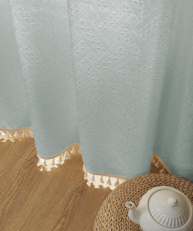 Joydeco Ice Blue Boho Curtains 275cm Curtains 264cm Inches Wide, Bohemian Farmhouse Curtains for Bedroom Living Room, Light Filtering Country Rustic Semi Sheer Curtains Rod Pocket