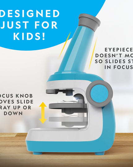 NATIONAL GEOGRAPHIC Microscope for Kids - Science Kit with an Easy-to-Use Kids Microscope, Up to 400x Zoom, Blank and Prepared Slides, Rock & Mineral Specimens, STEM Project Toy (Amazon Exclusive)