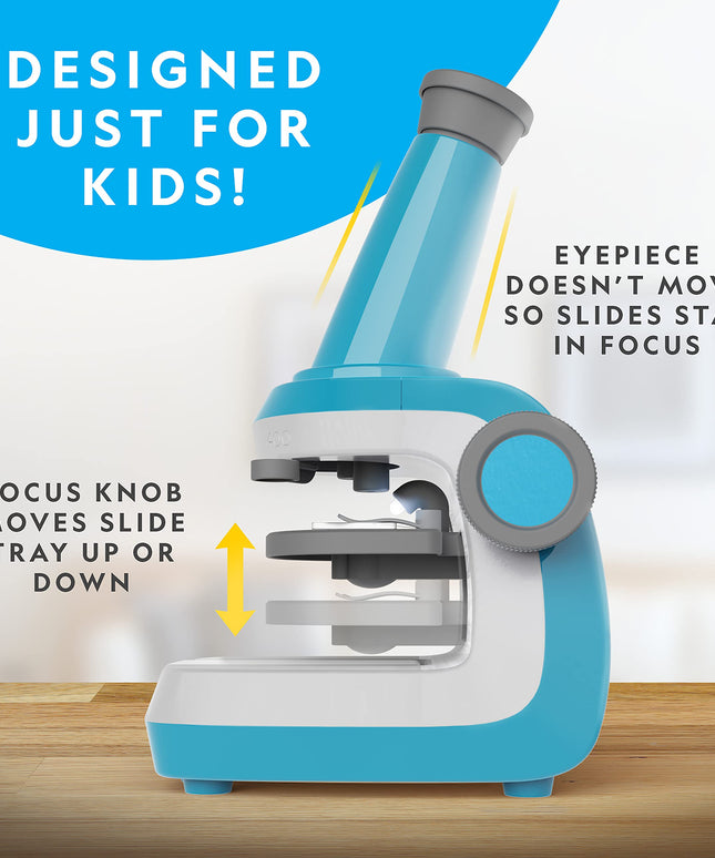 NATIONAL GEOGRAPHIC Microscope for Kids - Science Kit with an Easy-to-Use Kids Microscope, Up to 400x Zoom, Blank and Prepared Slides, Rock & Mineral Specimens, STEM Project Toy (Amazon Exclusive)