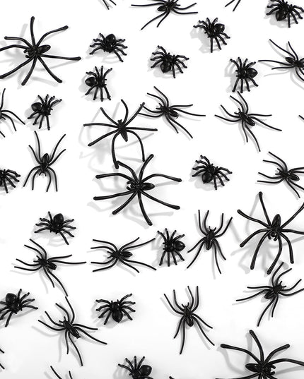 Civaner 3 Sizes 120 Pieces Halloween Plastic Spiders Small Black Plastic Spiders Fake Black Tiny Spiders Terror Prank Props for Home and Party Decorations, 2 x 1.8 Inch, 1.5 x 0.8 Inch, 0.9 x 0.6 Inch