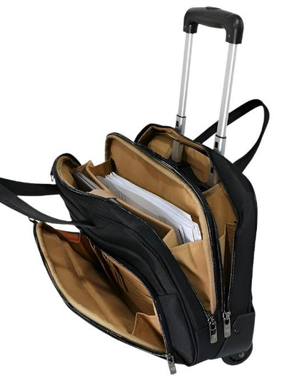 Pierre Cardin Rolling Laptop Bag Premium Wheeled Briefcase With ANTI THEFT TSA Lock Water-Resistant Pilot case, Roller Case Computer Bag UNISEX (PC85172-15TC (15.5 Inch - 2 Wheels)), black