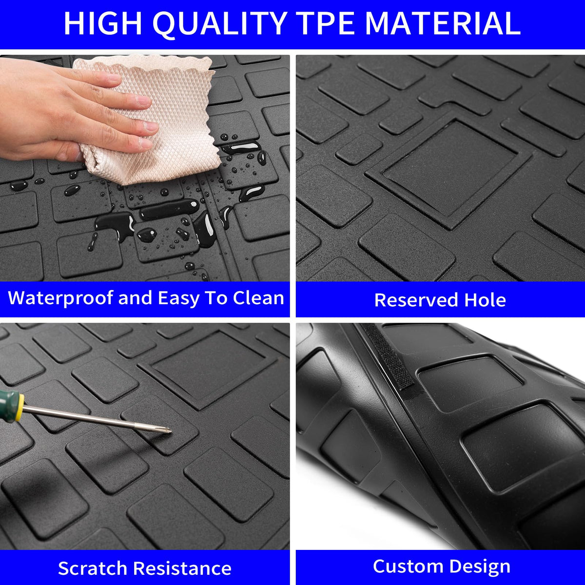 Rongtaod Cargo Mat Compatible With 2015-2024 Ford Edge (Not Fit Sel) Trunk Mat Trunk Liner Tpe Cargo Liner Back Seat Cover Protector 2023 Edge Accessories (Backrest Mats+Trunk Mat)
