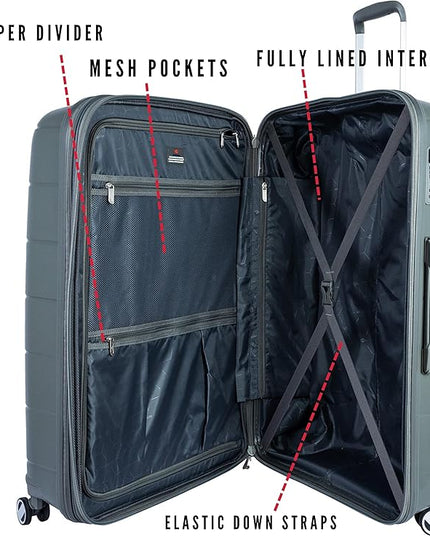 Sonada Luggage Unbreakable Material,4 Double Wheels, TSA Approved Lock (Set of 4, Dark Grey)