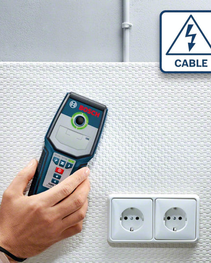 Bosch Professional Stud Finder GMS 120 (Drill Hole Marker, max. Detection Depth Wood/Magnetic Metal/Non-Magnetic Metal/Live Cable: 38/120/80/50 mm, in Cardboard Box)
