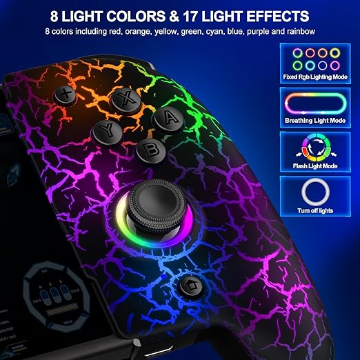 JC200 Switch Controller, Nintendo Switch Hall Effect Joystick Wireless Switch Controller With 9 Lights Color