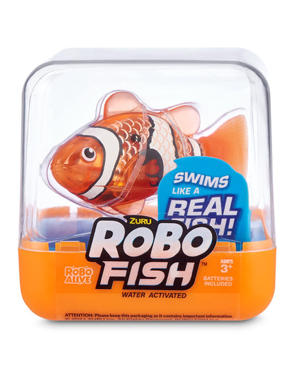 Robo Alive Robo Fish Series 2 (Teal + Orange 2 Pack) by ZURU Robotic Swimming Fish Water Activated, Changes Color, Comes with Batteries, Amazon Exclusive - Teal + Orange (2 Pack), 7165E