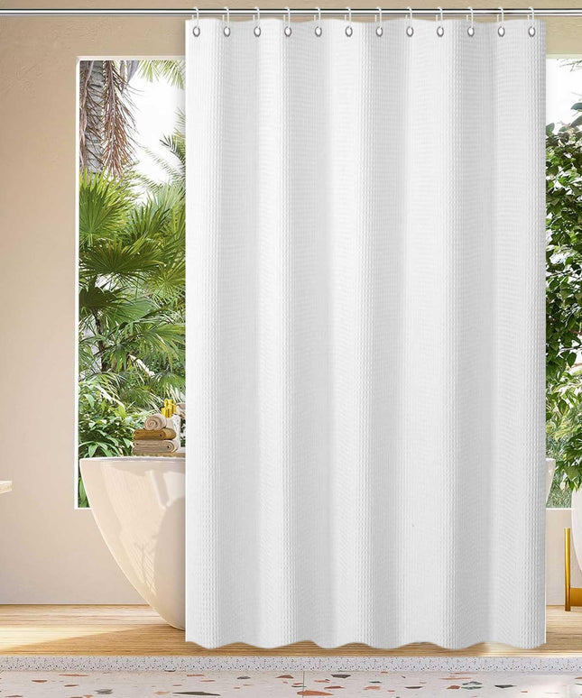 Shower Curtain for Bathroom with Hooks 72x72 inches Bathtub Curtain, white