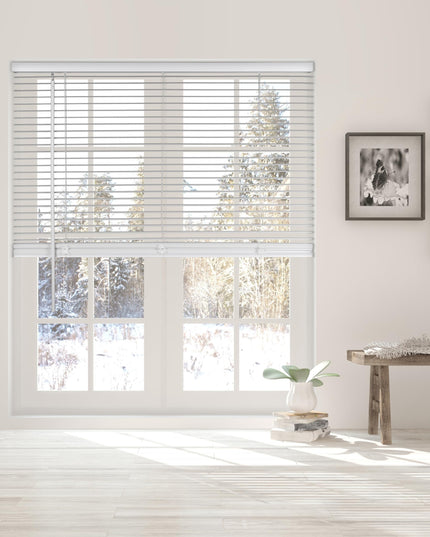 Calyx Interiors 2.5 cm Cordless Vinyl Mini Blinds, White,  77 W x 152 H cm