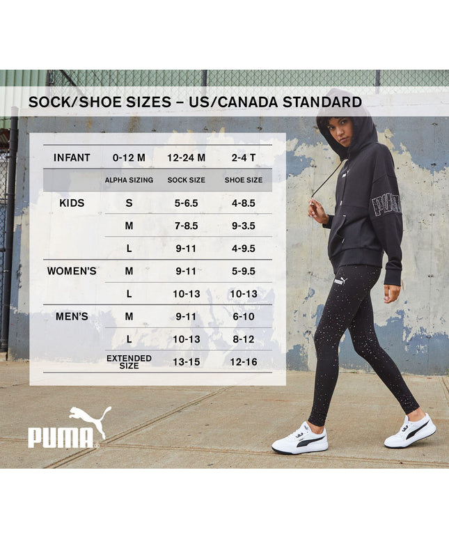 Puma Women's Non-Terry Runner Sock 6-Pack, White, 9-11