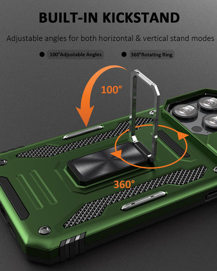 UKLCCU Case for 15 Pro iPhone Phone Case iPhone 15 Pro Case for Men with Slide Camera Cover, Built-in 360° Rotate Ring Stand for iPhone 15 Pro - Olive Green