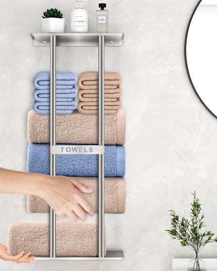 STWWO Bathroom Towel Storage for Bathroom,Wall Towel Rack for Roled Towels