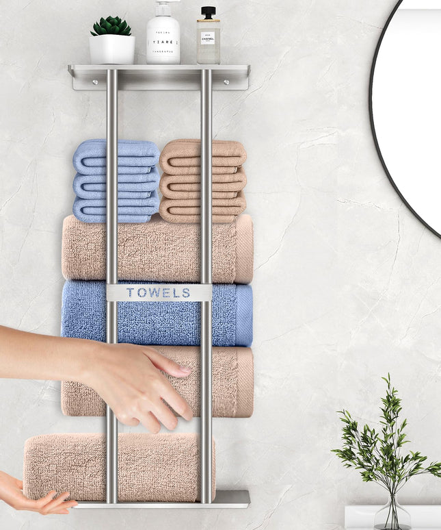 STWWO Bathroom Towel Storage for Bathroom,Wall Towel Rack for Roled Towels
