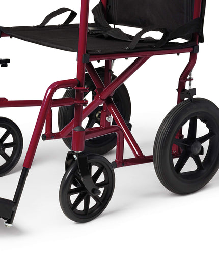 Medline Lightweight Foldable Transport Wheelchair with Handbrakes