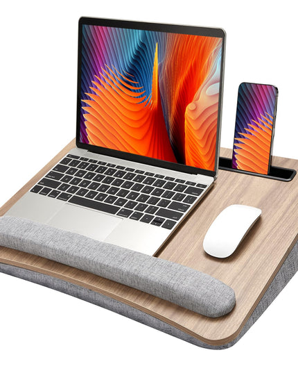 HUANUO Lap Laptop Desk-Portable Lap Desk with Cushion, Fits up to 43 cm Laptop, with Anti-Slip Strip & Storage Function
