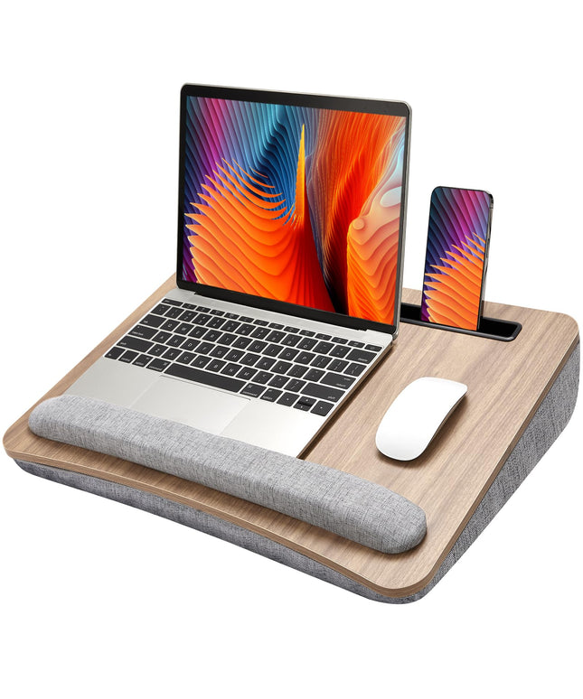 HUANUO Lap Laptop Desk-Portable Lap Desk with Cushion, Fits up to 43 cm Laptop, with Anti-Slip Strip & Storage Function