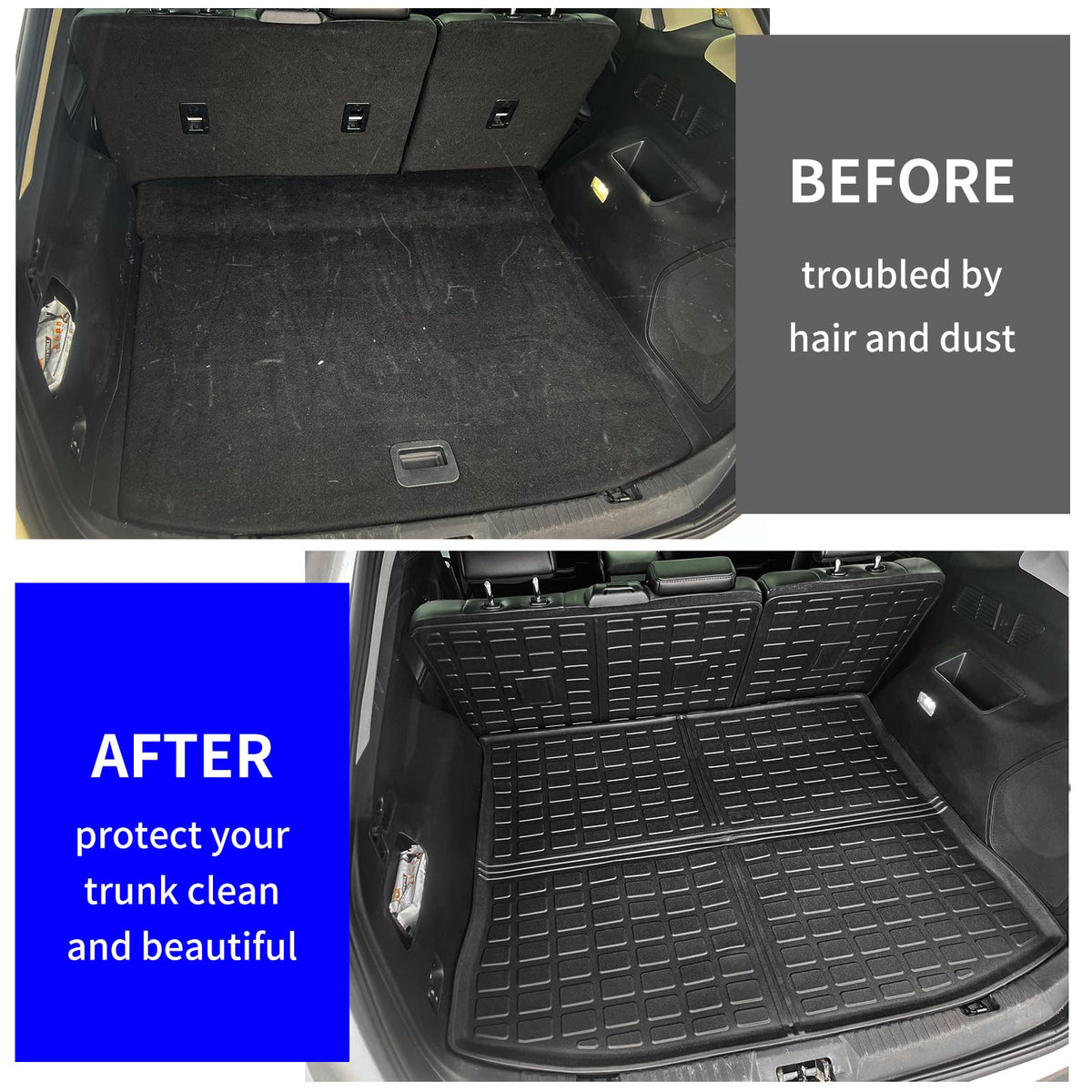 Rongtaod Cargo Mat Compatible With 2015-2024 Ford Edge (Not Fit Sel) Trunk Mat Trunk Liner Tpe Cargo Liner Back Seat Cover Protector 2023 Edge Accessories (Backrest Mats+Trunk Mat)