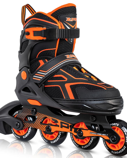 2PM SPORTS Torinx Orange/Red/Green Black Boys Adjustable Inline Skates, Fun Roller Blades for Kids, Beginner Roller Skates for Girls, Men and Ladies