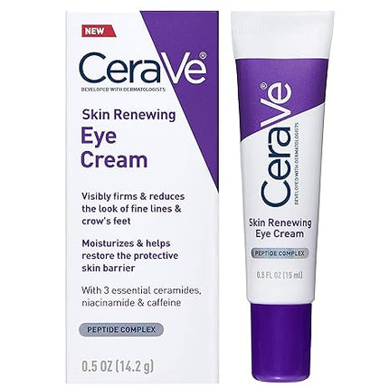 CeraVe Eye Cream for Wrinkles | Under Eye Cream with Caffeine, Peptides, Hyaluronic Acid, Niacinamide, and Ceramides for Fine Lines | Fragrance Free & Ophthalmologist Tested |0.5 Ounces