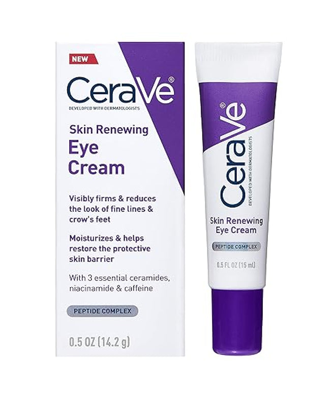 CeraVe Eye Cream for Wrinkles | Under Eye Cream with Caffeine, Peptides, Hyaluronic Acid, Niacinamide, and Ceramides for Fine Lines | Fragrance Free & Ophthalmologist Tested |0.5 Ounces