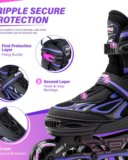 Size: 42-44.5 - 2PM SPORTS Vinal Inline Skates for Women with Light Up Wheels Beginner Skates Fun Illuminating Outdoor Roller Skates for Kids and Adults Men - Vinal Extra Large