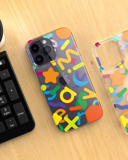 Senyimax for iPhone 14 Pro Max Case Stylish and Cute Double-Layer Letters Pattern Hard TPU Shockproof Protective Case Cover for Men Girls and Women (Multicolor)