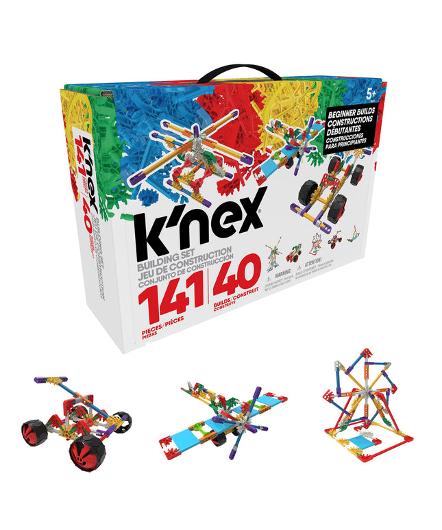 Basic Fun K'nex Beginner 40 Model Building Set - 141 Parts - Ages 5 & Up - Creative Building Toy, Multi, 141 K'NEX Parts and Pieces,Includes Instruction Booklet