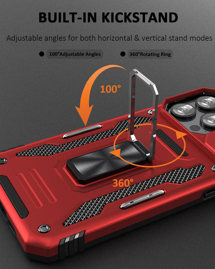UKLCCU Case for iPhone 15 Pro Phone Case 15 Pro iPhone Case with Slide Camera Cover & Built-in 360° Rotating Kickstand for iPhone 15 Pro - Red